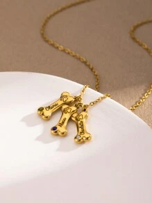 1 pieza Collar con colgante de hueso de perro grabado con piedra de nacimiento, colgante personalizado con múltiples nombres de la familia de mascotas, collar conmemorativo personalizado con huella de perro, regalo de amistad para ella, regalo de San Valentín, regalo de Navidad, regalo de cumpleaños, regalo de fiesta, regalo de graduación - Dorado - Ver 4