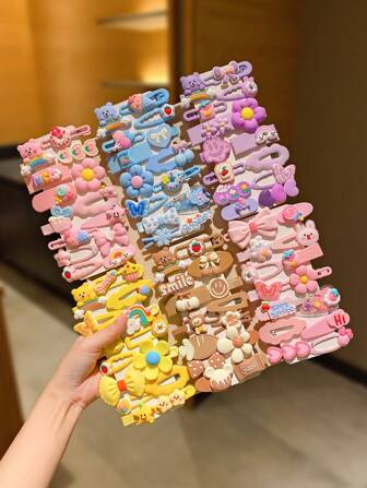 14/28/42 件彩色多元素可爱女孩发夹和发饰