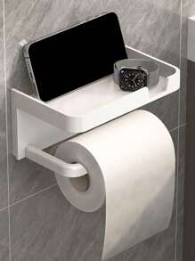 Soporte de papel higiénico de montaje en pared sin taladro - Dispensador de rollo de papel higiénico con almacenamiento, decoración de baño de plástico para decoración de otoño