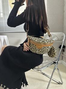 Chic Casual Leopard Print Shoulder Crossbody Bag Versatile With Mini Pouch Multi-Function Chest & Waist Bag For Travel Essential, Cheetah Print Bag For Women Leopard Comeback, New Fall Winter Tiger Print Bag For Women