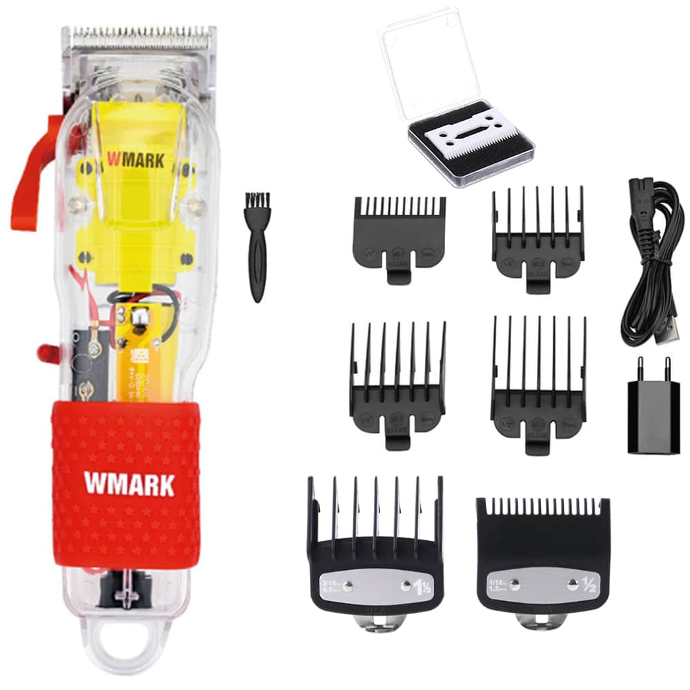 Wmark Maquina De Cabelo Transparente Wmark 108a e Pente Guia Extra