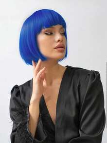 Tóc giả tổng hợp Blue BOB có mái Cosplay mặc hàng ngày cho các bữa tiệc ngày lễ - Nhiều màu - Xem 2