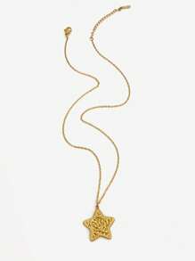 Monlansher 1 pezzo Collana con pendente in acciaio inossidabile non sbiadente per donna, modelli stella, ritratto, croce, alla moda, minimalista, di alta gamma, di moda, da indossare singolarmente o a più fili, versatile