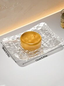 1pc Non-Drilling PET Soap Dish Bathroom Soap Box Glacier Pattern Soap Dish Drain Rack Bathroom Soap Holder Hotel Soap Decor Stand