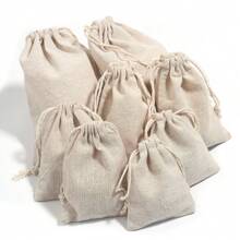 5, 10pcs/paquete Bolsas de lino fino con cordón, Bolsas de lino duraderas con cordón, Múltiples tamaños y modelos, Bolsas de almacenamiento de lona para joyas, piezas pequeñas sueltas, cuentas DIY, piezas pequeñas hechas a mano - Café integral - Ver 4