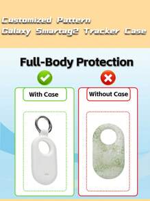 1pc Customized Silicone Protective Case With Laser Printed Logo For Galaxy SmartTag 2 Locator, Anti-Lost Tracking Device Cover Compatible With Samsung Galaxy SmartTag 2 Keychain - White+Blue+Green+Pink - White - View 3