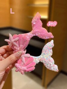 1/2/3 件彩色亮片鱼尾形发夹配饰 - 彩色 - 查看 13