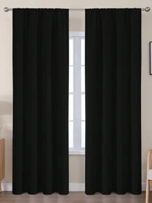 2pcs Black Blackout Curtains With Grommets, Light Blocking Window Curtains For Bedroom - Schwarz - View 20