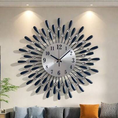1pc 14.96-Inch Modern Metal Wall Clock Decor For Living Room, Kitchen, Dining Room, Bedroom, Office - Non-Ticking And Easy To Read Silently,Home Decor ,Room Decor Gifts Birthday Graduation Clock Wall Bedroom Decor Dormitory Decor Back To School