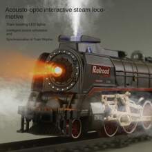 Vintage Train Set, Steam Locomotive Cars And Tracks Electric Rechargeable Train Toys With 3 Smoke Horns And Lights, Christmas Toys - Tàu cổ điển 625B - Xem 7