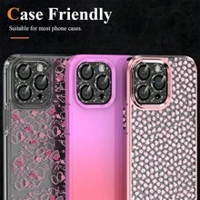 Compatible With Iphone Camera Lens Protection Film, [4th Generation New Shiny Diamond Metal Ring Back Toughened Glass Camera Screen Protection Film Lens Cover (Graphite) - Black - View 3