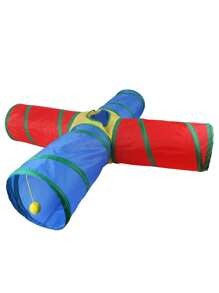 1pc Pet Supplies Pet Cat Tunnel Rainbow Playing Tunnel 3-Way Interactive Cat Crinklable Crinkle Roll Mat Toy, Foldable Breathable Cat Tunnel, Funny Drill Bucket, Pet Accessories, Portable For Indoor Outdoor, Puzzle Exercise Training Supplies For Cats, Rabbits, Hamsters, Assorted Plush Ball Colors - Multicolor - View 18