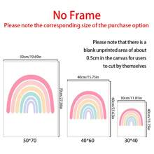 3pcs Pink Framed Canvas Wall Art For Room, Rainbow Wrapped Canvas, Girls Bedroom, Nursery Decor, Boho Pink Sunshine Painting, Suitable For Classroom, School, Kindergarten Decoration, Poster Gift, Birthday Graduation - Multicolor - View 2