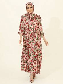 女士伊斯兰服装 | 带头巾套装的阿巴雅长袍 | 朝觐和日常穿着的祈祷服，适合祈祷、居家和户外，休闲风格朴素阿拉伯服装 - 彩色 - 查看 5