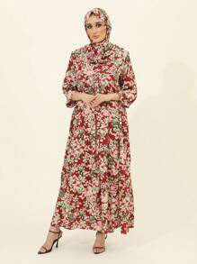 女士伊斯兰服装 | 带头巾套装的阿巴雅长袍 | 朝觐和日常穿着的祈祷服，适合祈祷、居家和户外，休闲风格朴素阿拉伯服装 - 彩色 - 查看 2