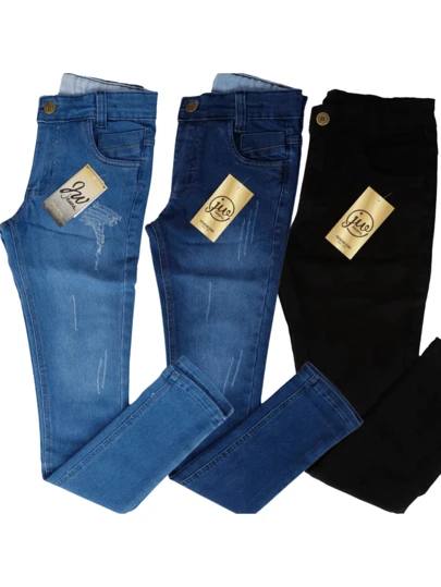 Kit 3 calças jeans e sarja infantil juvenil 10 ao 16 meninos