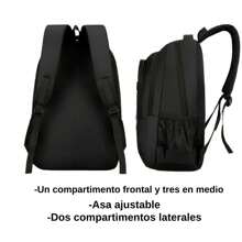 Mochila de hombre resistente. Difetentes colores. Tres compartimentos. Cierre doble, cintas acolchonadas y cintas ajustables. - Verde - Ver 3