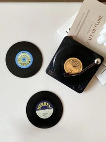 6pcs Set - Vintage Vinyl Record Coasters With Holder - Premium Non-Slip, Heat-Resistant Cup Mats For Stylish Home Decor & Drinkware Protection - Multicolor - View 7