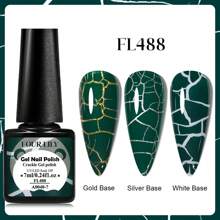 FOUR LILY 7毫升裂纹凝胶指甲油，白色底色，黑色和棕色裂纹图案，快干，无铅，无异味，是DIY美甲的理想之选。 - 彩色 - 查看 14