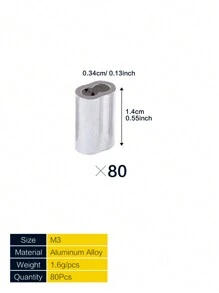 315-Pieces 8 Sizes Aluminum Crimping Loop Sleeve Double Barrel Ferrule For Wire Rope And Cable Line End Assortment Kit - M1.2-M6 - Silver - View 16