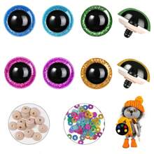 120/180pcs Sparkling Sequin Doll Eyes And Nose Set, Colorful 3D Embroidered Plastic Eyes With Washers, For Amigurumi Plush Toys, Dolls, Puppets, Bears DIY Crafts (Assorted Colors)