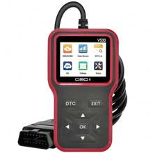汽车 OBD2 扫描仪诊断工具代码读取器、汽车电压测试仪发动机故障代码扫描仪、充电测试仪诊断工具适用于 OBDII-V500 - 黑紅色 - 查看 11