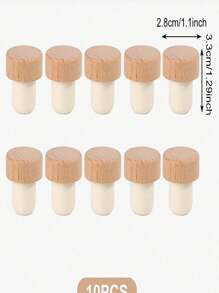 5pcs/10pcs Beech Wood T-Shape Cork Bottle Stoppers, Airtight Seal Caps, For Kitchen, Bar Tools & Beverage Preservation, Bottle Decoration, Home Decoration, Christmas Gift, Cup Accessories, Gifts For Friends, Gifts For Family,Christmas Party