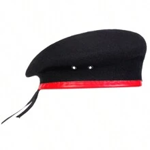 1 件装男士 100% 羊毛贝雷帽，纯色军用风格帽子，时尚户外休闲帽，适合秋冬休闲、商务和派对 - 彩色 - 查看 12