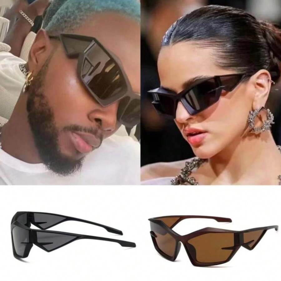 Óculos De Sol Cyberpunk Future Futurista masculino / Feminino Óculos de personalidade europeus e americanos, Proteção UV, Moda - Verde - Visão 1