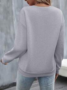 Damen Lässiges Sweatshirt mit Rundhalsausschnitt, lose, weich, Langarm Pullover Oberteil