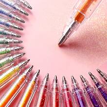 48pcs/24pcs/18pcs/12pcs/8pcs Color Flash Ballpoint Pen Set, 1.0mm Medium Pen Tip, Waterproof, Plastic Ball Pen, Clear And Visible Ink Volume, Suitable For Cardboard, Painting, Marking, Diary, Coloring, Art Projects. 48 Colors To Choose From, Very Bright Metallic Colors Back To School