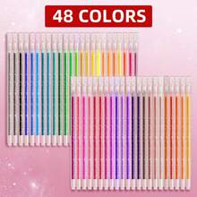 48pcs/24pcs/18pcs/12pcs/8pcs Color Flash Ballpoint Pen Set, 1.0mm Medium Pen Tip, Waterproof, Plastic Ball Pen, Clear And Visible Ink Volume, Suitable For Cardboard, Painting, Marking, Diary, Coloring, Art Projects. 48 Colors To Choose From, Very Bright Metallic Colors Back To School