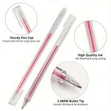 48pcs/24pcs/18pcs/12pcs/8pcs Color Flash Ballpoint Pen Set, 1.0mm Medium Pen Tip, Waterproof, Plastic Ball Pen, Clear And Visible Ink Volume, Suitable For Cardboard, Painting, Marking, Diary, Coloring, Art Projects. 48 Colors To Choose From, Very Bright Metallic Colors Back To School
