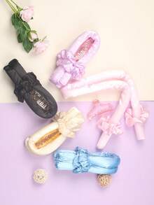 4 件套免加热卷发套装，带发夹的卷发棒头带，弹性发带，柔软的 DIY 波浪卷发造型工具，适用于中长卷发，非常好用的卷发编织工具 - 彩色 - 查看 4