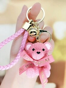 1pc Bow Tie Teddy Bear Keychain Pendant, Delicate & Cute Cartoon Car Key Chain, Suitable As Gift, Wallet, Backpack, Keyring And Bag Charm, Daily Use, Holiday & Birthday Gift - Multicolor - View 5