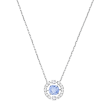 Swarovski SPARKLING DC：NECKLACE CZWH/CRY/RHS 蓝色圆形吊坠项链，女士珠宝，日常佩戴和节日礼物