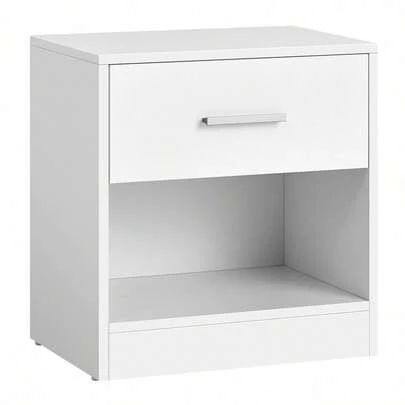 VASAGLE Bedside Table With Drawer, Handle, Open Compartment, For Bedroom, Living Room, Classic White