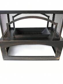 37-Inch Rectangular Metal Outdoor Wood Burning Fireplace - Outdoor Fireplace With Built-In Log Storage And Poker-Brushed Bronze,Log Burner Fire Pit For Patio Garden And Backyard,Nestify