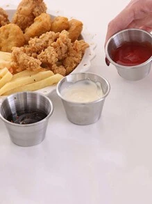 2pcs/4pcs/6pcs Set Steak/Salad/Tomato Sauce/Mexican Pancake Dipping Sauce Cups, Kitchen, Christmas,School Supplies - Silver - View 2