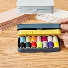 Solid Color Minimalist Sewing Kit With Case Repair Kit For Adults And Children Sewing Supplies, Needle And Thread Kit For Sewing Traveling Family Daily Or Emergency Kit - 淺藍色 - 查看 1