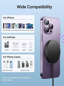 适用于 16/16 Pro/16 Plus/16 Pro Max 的磁吸式无线充电器，二合一 15W 快速磁吸充电，兼容 16/15/14/13/12 系列以及 iPods 4/3/Pro - 彩色 - 查看 4