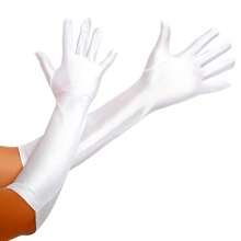 Luva Lycra Extra Longa Festa Cosplay Casamento Debutante - Branco - Visão 1