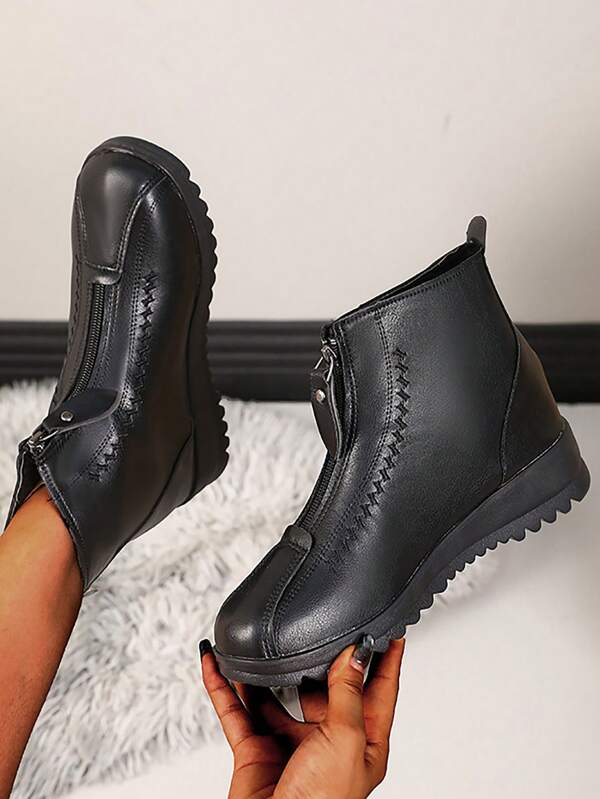 Thermal Lined Warm Non-Slip Flat Boots, Casual Versatile Durable Short Ankle Boots For Women