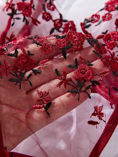 Women Geborduurde Mesh See Through Underwire Verleidelijke Lingerie Set Rave view 4