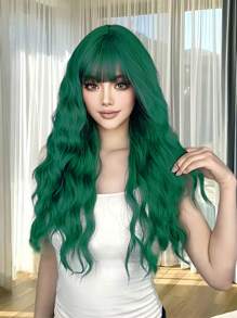 29 Inch Bangs Long Curly Hair High Temperature Silk Synthetic Fiber Wig, Party Day Halloween Daily Use High Quality Ladies Use Natural Beauty High Quality Synthetic Fiber Soft Wearable - Multicolor - View 1