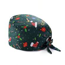 1 pezzo Cappello da infermiera in poliestere stampato, berretto da lavoro per costume e rappresentazione, regolabile e traspirante, adatto per medici pediatrici, adatto per Ognissanti e Natale, unisex