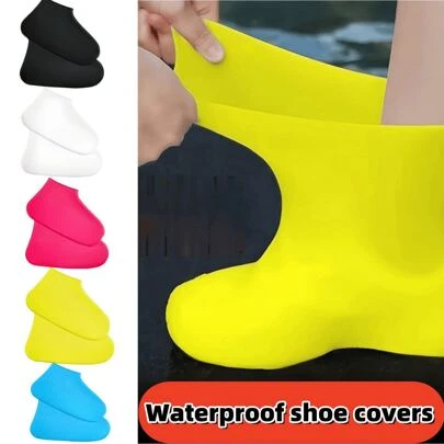 2双防水鞋套，纯色乳胶运动防滑鞋套，适用于运动鞋和休闲鞋，可用于学校、办公室、居家、旅行、返校用品、夏季降温、海滩、旅行，可爱小物