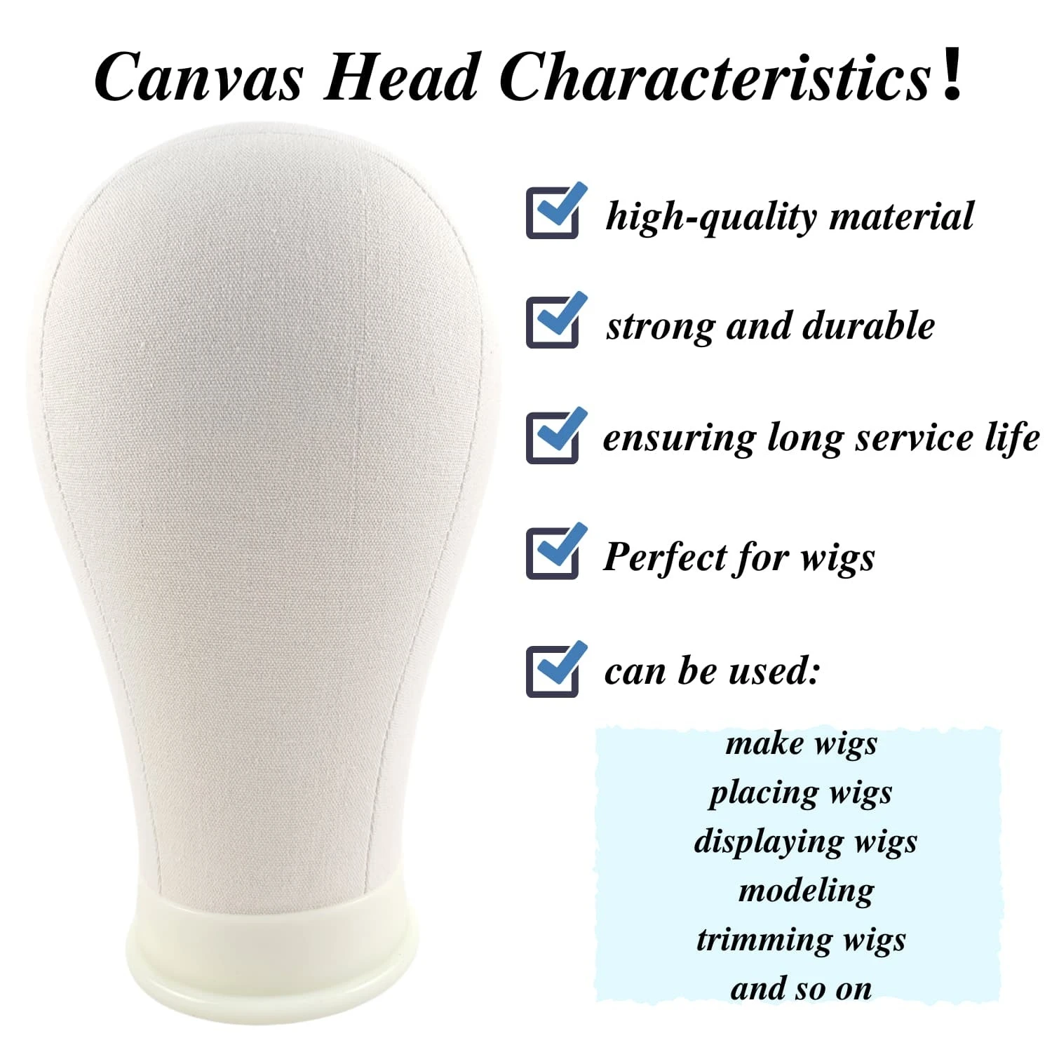 Canvas Mannequin Head For Wig Display Making Hair Weave And Styling ...