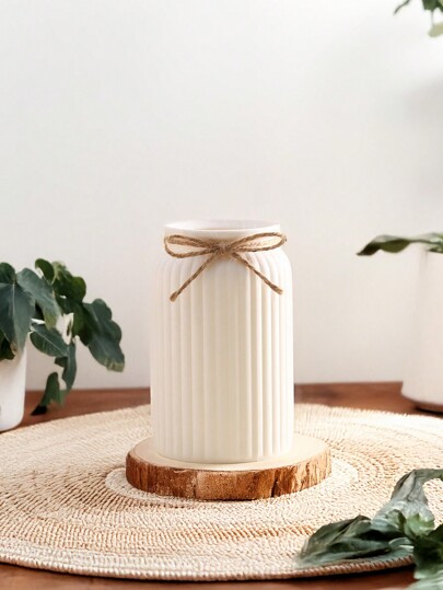 1PC Shatterproof Faux Ceramic Plastic Vase, Moderne Minimalist Home Gestreepte ing, Multi Functional ative Flower Vase Living Room, Office, Wedding, Year Round Indoor/Outdoor Room Glass view 5