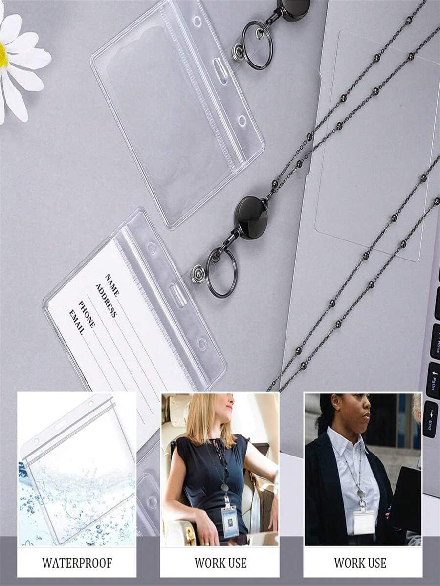 Lanyards pour badges d'identité, 3 paquets de lanyards de badge avec 6